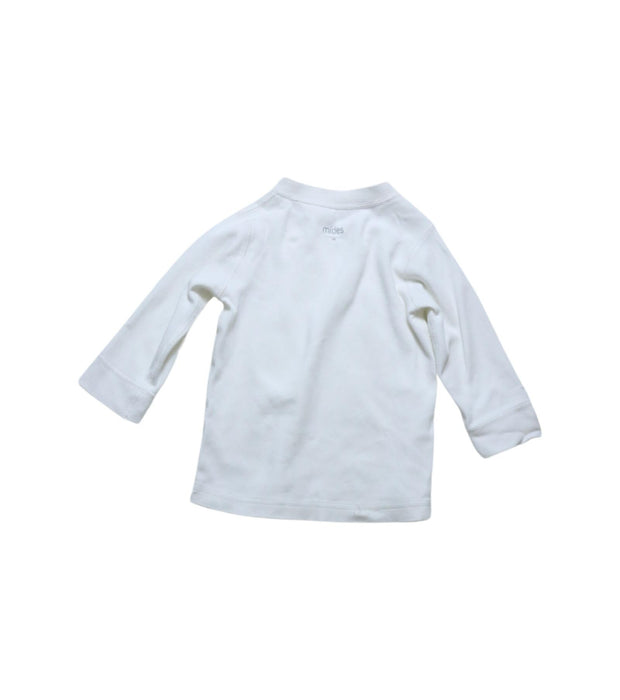 A White Long Sleeve Tops from Mides in size 6-12M for neutral. (Front View)