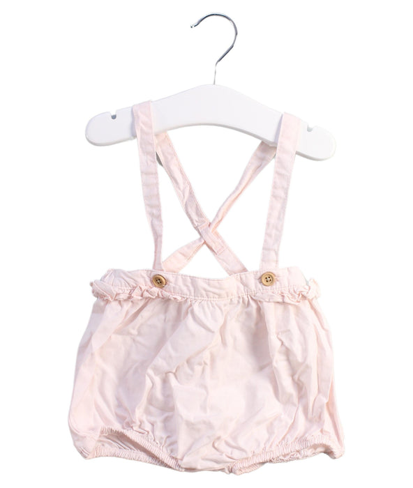 A Pink Overall Shorts from Cyrillus in size 6-12M for girl. (Front View)