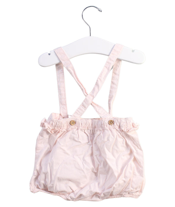 A Pink Overall Shorts from Cyrillus in size 6-12M for girl. (Back View)