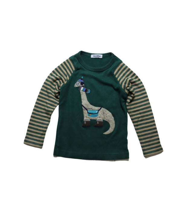 A Green Long Sleeve Tops from Familiar in size 4T for boy. (Front View)