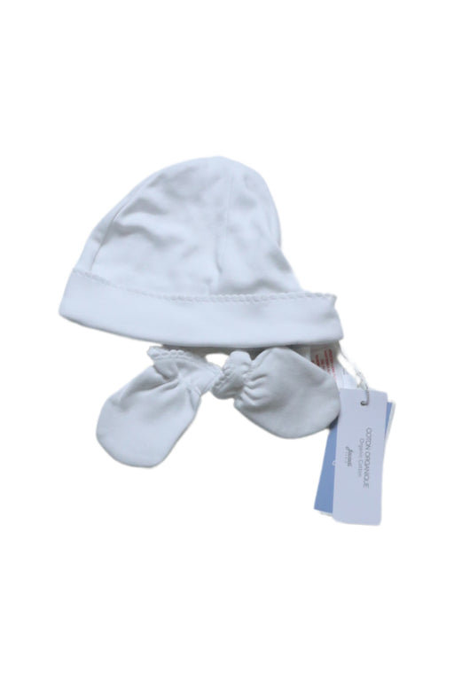 A White Beanies from Jacadi in size 0-3M for neutral. (Front View)