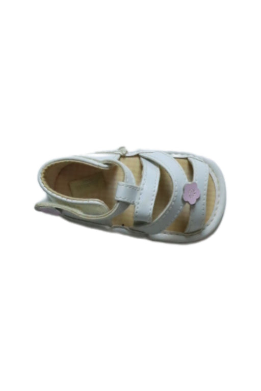 A White Sandals from Jacadi in size 6-12M for girl. (Front View)