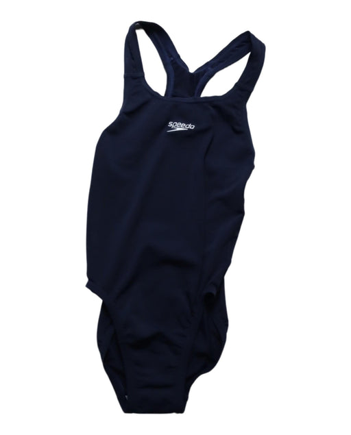 A Navy Swimsuits from Speedo in size 8Y for girl. (Front View)