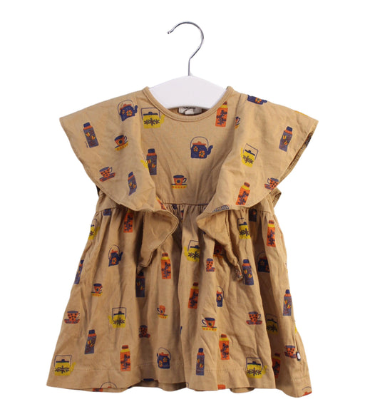 A Brown Short Sleeve Dresses from Oeuf in size 3-6M for girl. (Front View)