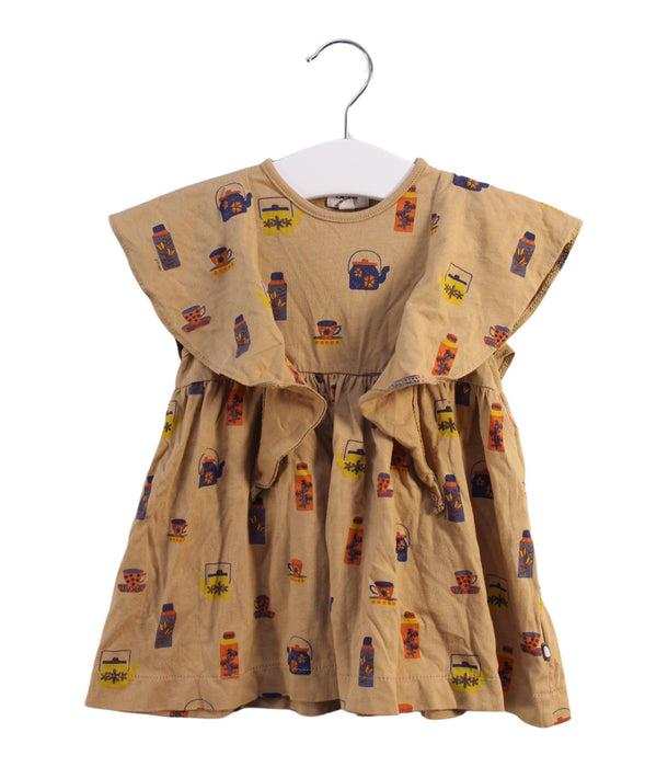 A Brown Short Sleeve Dresses from Oeuf in size 3-6M for girl. (Front View)