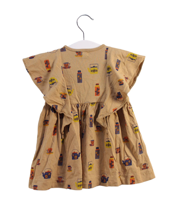 A Brown Short Sleeve Dresses from Oeuf in size 3-6M for girl. (Back View)