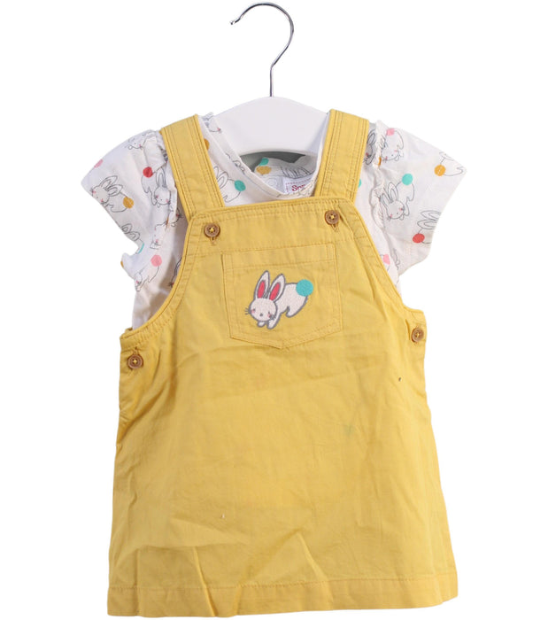 A Yellow Overall Dresses from Sprout in size 0-3M for girl. (Front View)