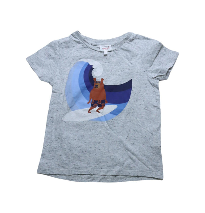 A Grey T Shirts from Seed in size 4T for boy. (Front View)