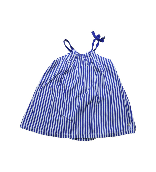 A Blue Sleeveless Dresses from Petit Bateau in size 12-18M for girl. (Front View)