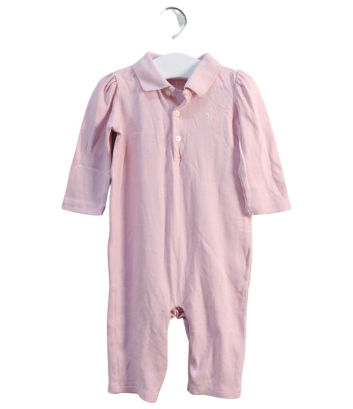 A Pink Long Sleeve Jumpsuits from Ralph Lauren in size 3-6M for girl. (Front View)