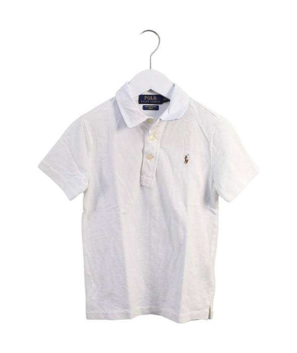 A White Short Sleeve Polos from Polo Ralph Lauren in size 7Y for boy. (Front View)