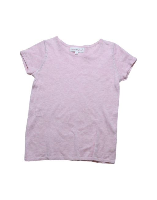 A Pink Short Sleeve Tops from Excuse My French in size 6T for girl. (Front View)