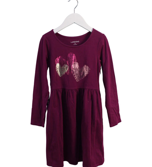 A Burgundy Long Sleeve Dresses from Lands' End in size 5T for girl. (Front View)