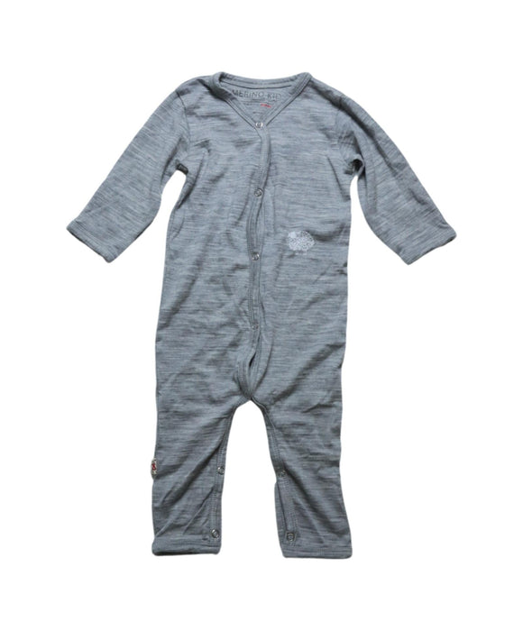 A Grey Long Sleeve Jumpsuits from Merino Kids in size 3-6M for neutral. (Front View)