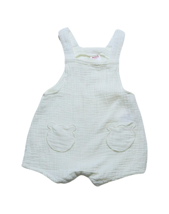 A Ivory Sleeveless Rompers from Seed in size 0-3M for neutral. (Front View)