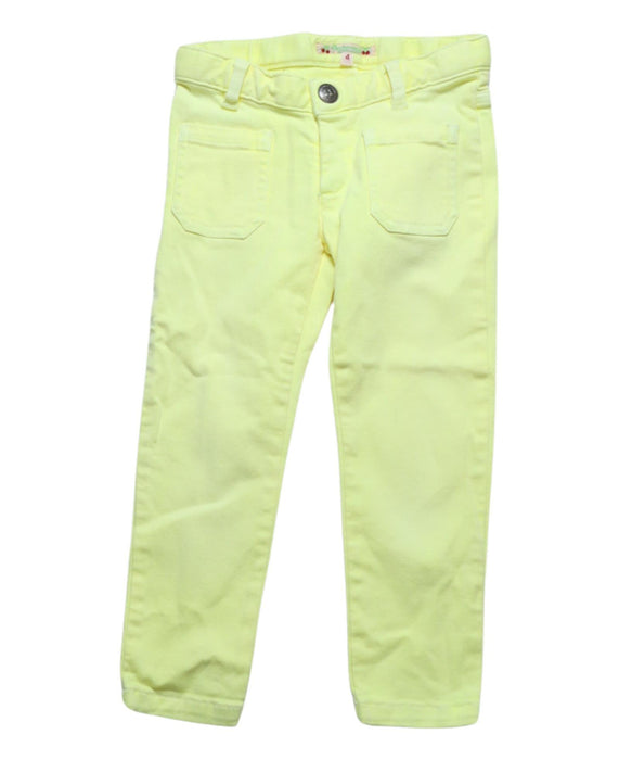 A Yellow Casual Pants from Bonpoint in size 4T for girl. (Front View)