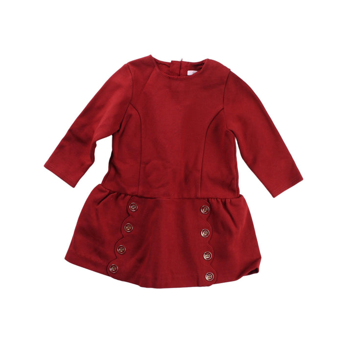 A Red Long Sleeve Dresses from Chloe in size 6-12M for girl. (Front View)