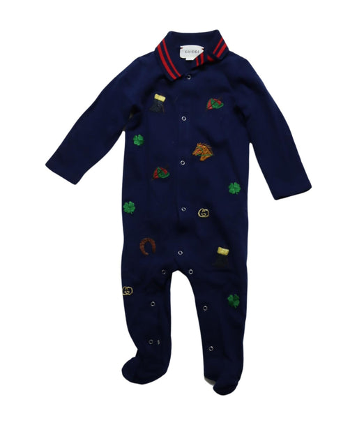 A Navy Onesies from Gucci in size 6-12M for boy. (Front View)