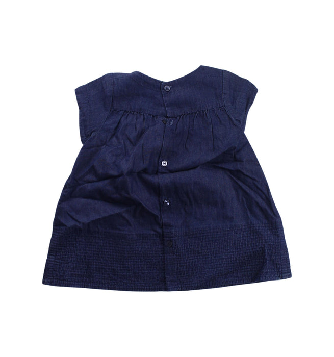 A Blue Short Sleeve Dresses from Jacadi in size 6-12M for girl. (Back View)