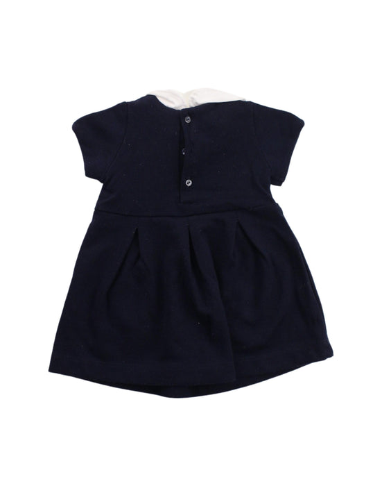 A Blue Short Sleeve Dresses from Jacadi in size 3-6M for girl. (Back View)