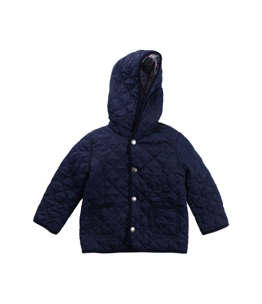 A Blue Puffer/Quilted Jackets from Jojo Maman Bébé in size 12-18M for girl. (Front View)
