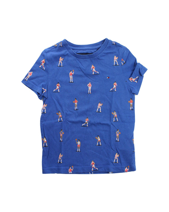 A Blue Short Sleeve T Shirts from Tommy Hilfiger in size 4T for girl. (Front View)