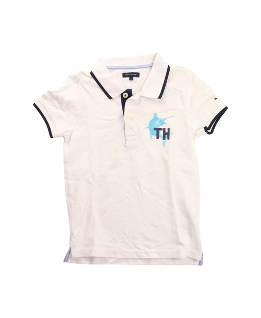 A White Short Sleeve Polos from Tommy Hilfiger in size 3T for boy. (Front View)