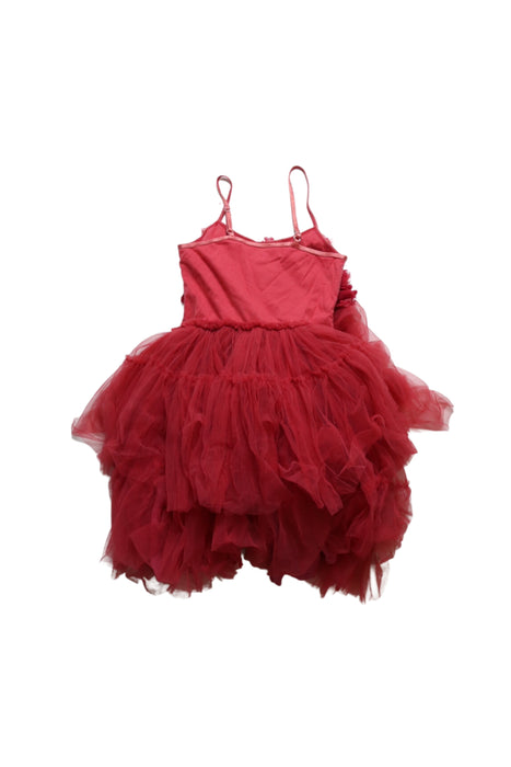 A Red Sleeveless Dresses from Tutu Du Monde in size 4T for girl. (Back View)