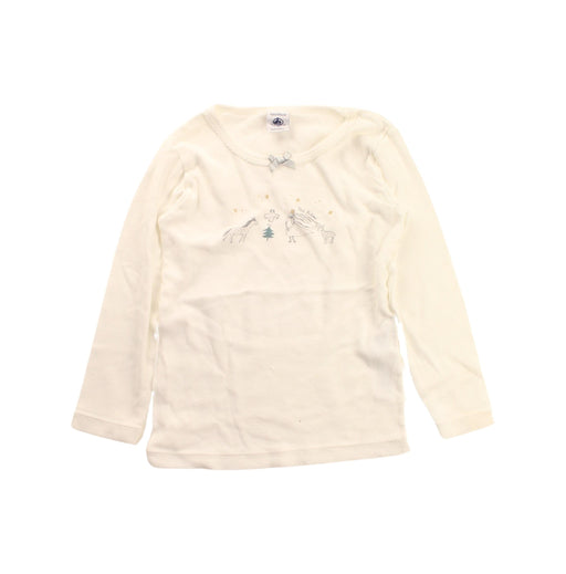 A White Long Sleeve Tops from Petit Bateau in size 4T for girl. (Front View)