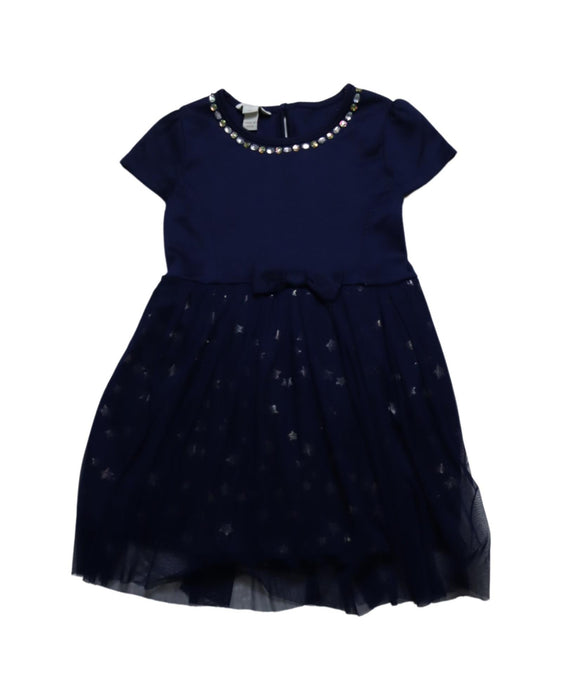 A Blue Short Sleeve Dresses from Monsoon in size 5T for girl. (Front View)