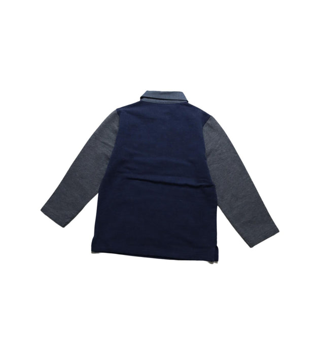 A Blue Long Sleeve Polos from Chickeeduck in size 4T for boy. (Back View)