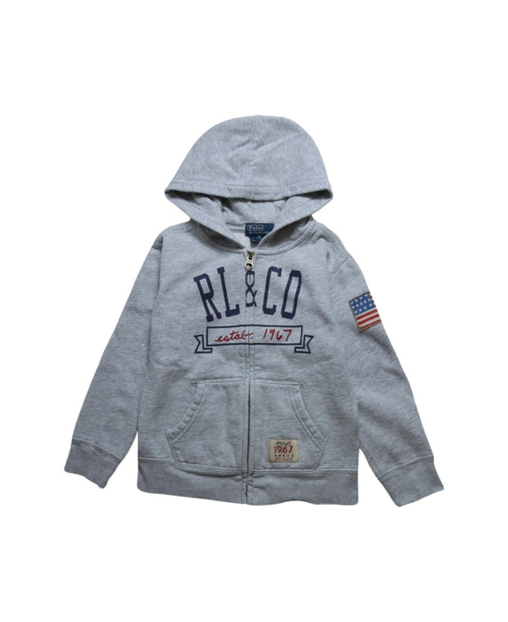 A Grey Zippered Sweatshirts from Polo Ralph Lauren in size 5T for boy. (Front View)