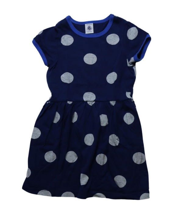 A Blue Short Sleeve Dresses from Petit Bateau in size 4T for girl. (Front View)