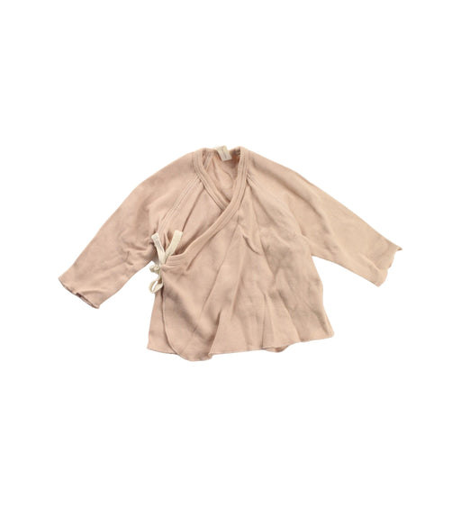 A Beige Long Sleeve Tops from Quincy Mae in size 0-3M for girl. (Front View)