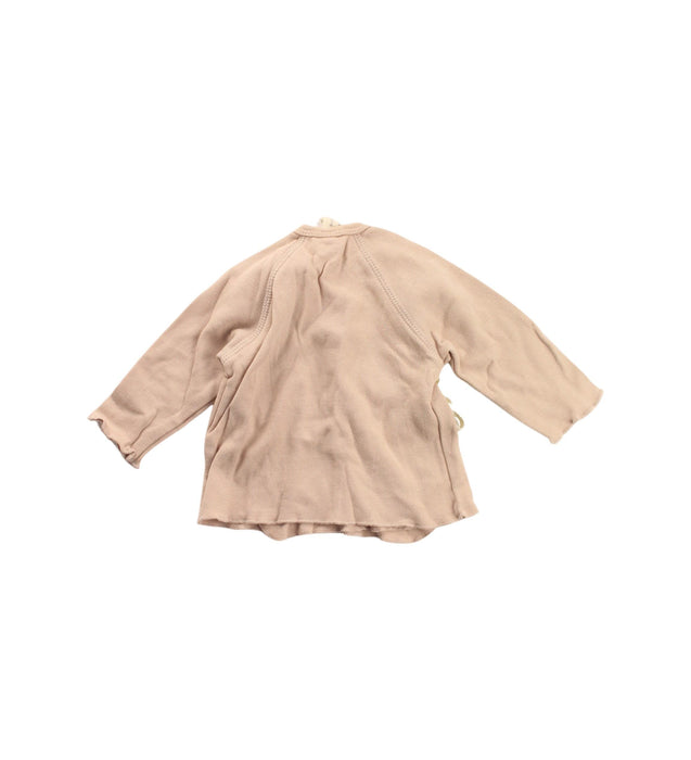 A Beige Long Sleeve Tops from Quincy Mae in size 0-3M for girl. (Back View)