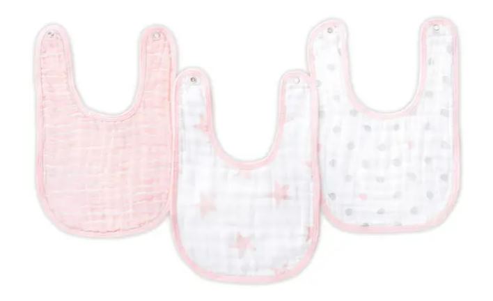 A Pink Bibs from Aden & Anais in size O/S for girl. (Front View)