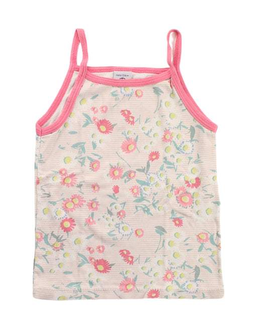 A White Sleeveless T Shirts from Petit Bateau in size 4T for girl. (Front View)