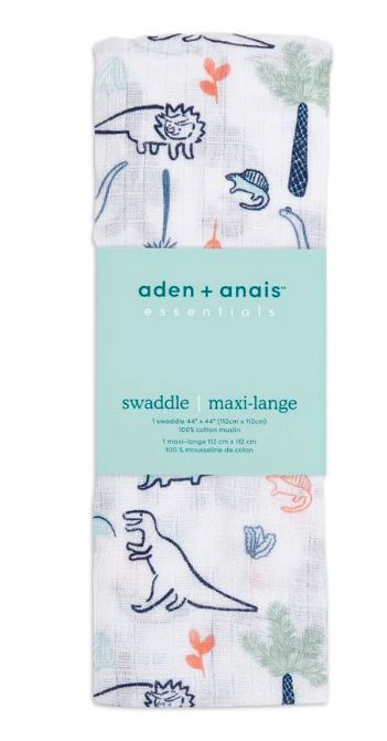 A White Swaddles from Aden & Anais in size O/S for neutral. (Front View)