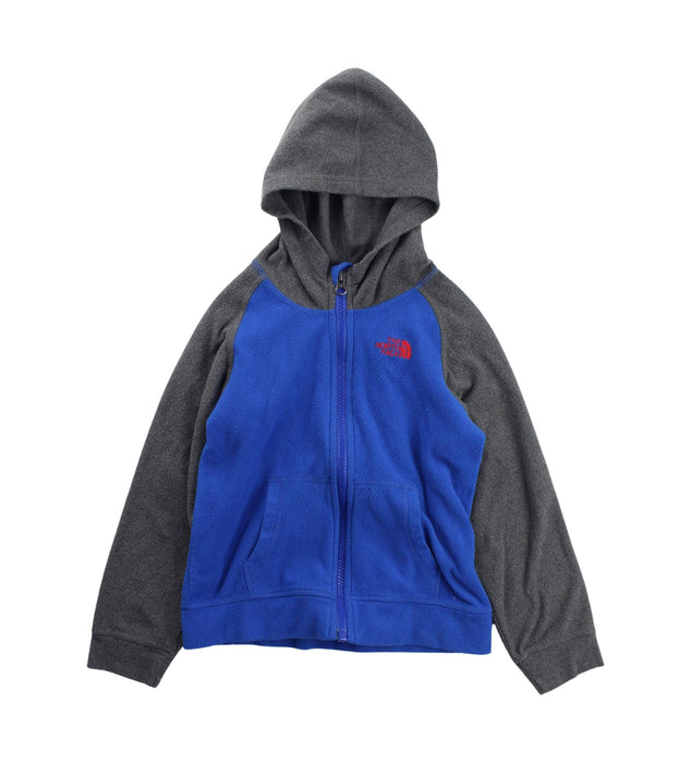 A Blue Zippered Sweatshirts from The North Face in size 5T for boy. (Front View)