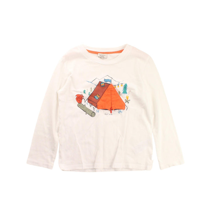 A White Long Sleeve T Shirts from Paul Smith in size 5T for boy. (Front View)