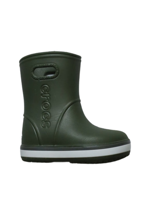 A Green Rain Boots from Crocs in size 18-24M for neutral. (Front View)