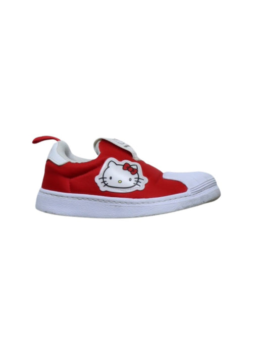 A Red Slip Ons from Adidas in size 5T for boy. (Front View)