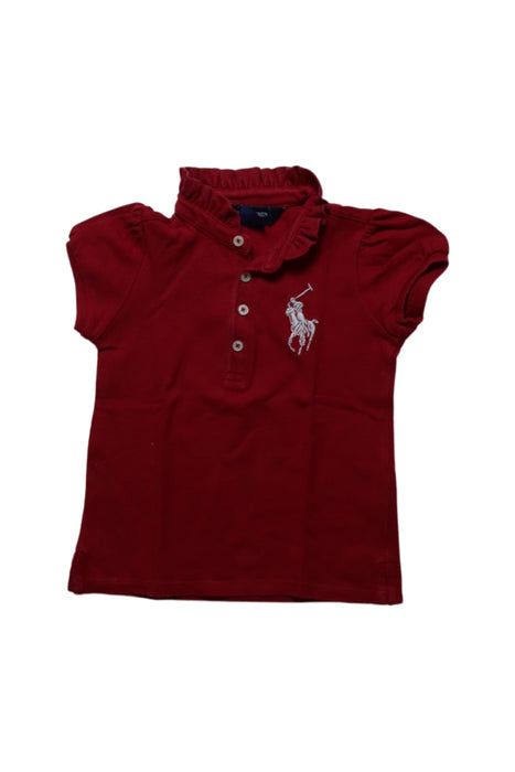 A Red Short Sleeve Polos from Ralph Lauren in size 18-24M for girl. (Front View)