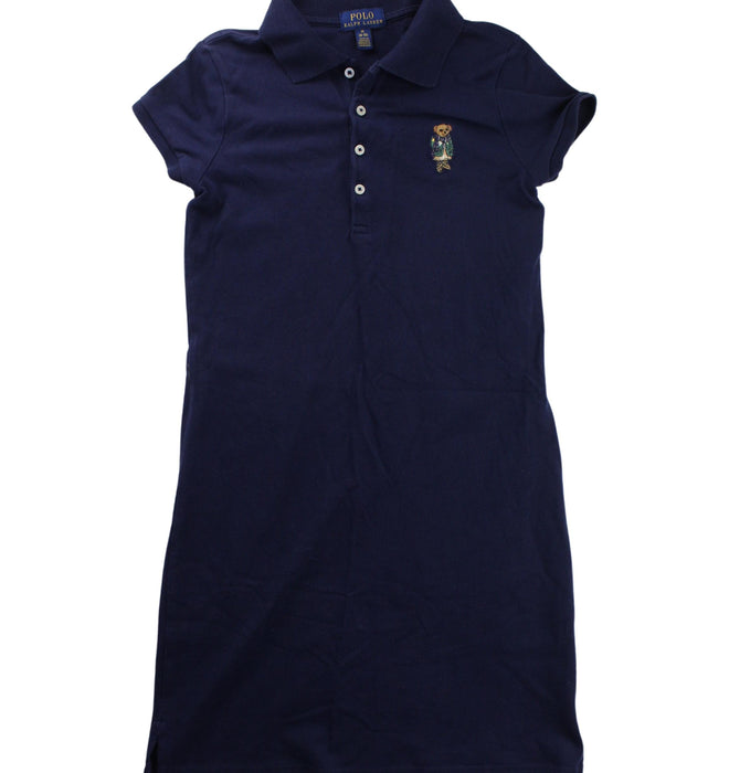 A Blue Short Sleeve Dresses from Polo Ralph Lauren in size 8Y for girl. (Front View)