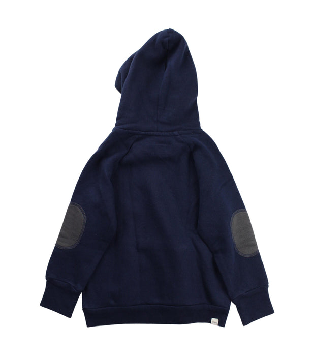 A Blue Hooded Sweatshirts from Mini Mioche in size 4T for boy. (Back View)