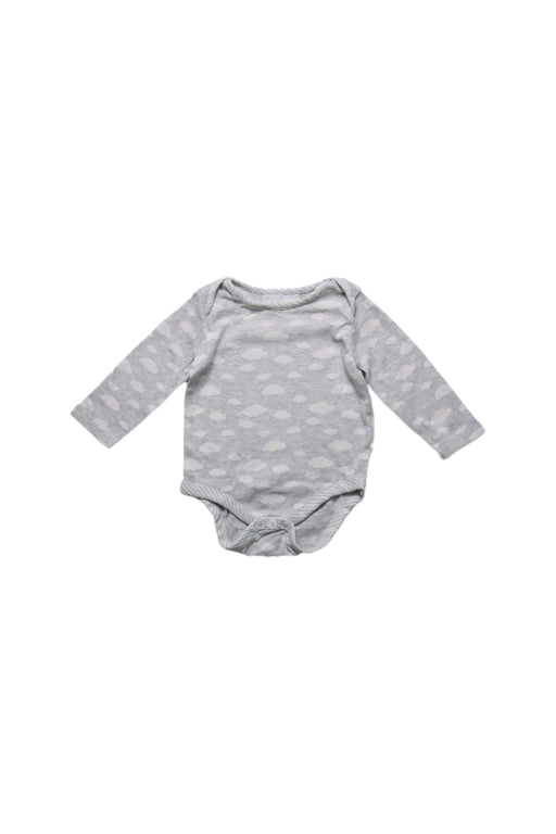 A Grey Long Sleeve Bodysuits from The Little White Company in size 3-6M for neutral. (Front View)