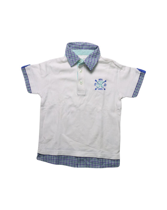 A Blue Short Sleeve Polos from Chickeeduck in size 4T for boy. (Front View)