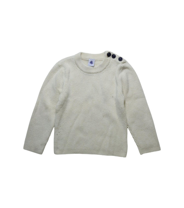 A Ivory Knit Sweaters from Petit Bateau in size 6T for girl. (Front View)