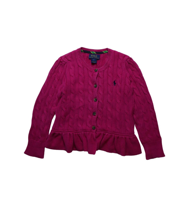 A Pink Cardigans from Polo Ralph Lauren in size 5T for girl. (Front View)