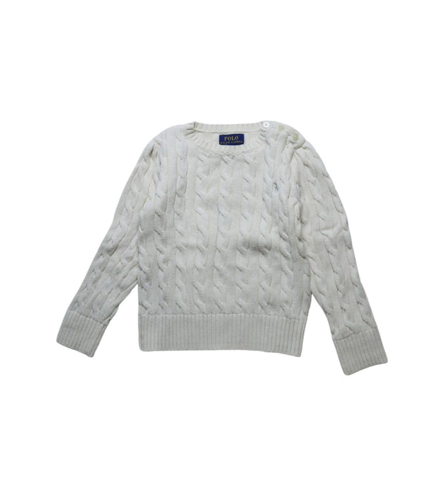 A White Knit Sweaters from Polo Ralph Lauren in size 5T for girl. (Front View)